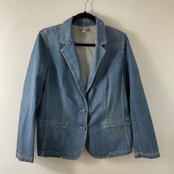J. Jill Jackets & Blazers - J Jill Stretch Blue Jean Jacket Blazer Sz M